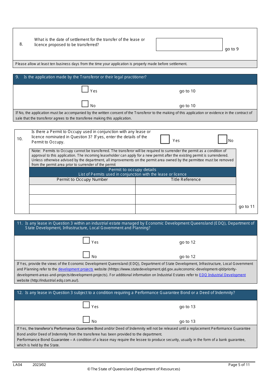 Form LA04 Part B Approval to Transfer Application - Queensland, Australia, Page 5
