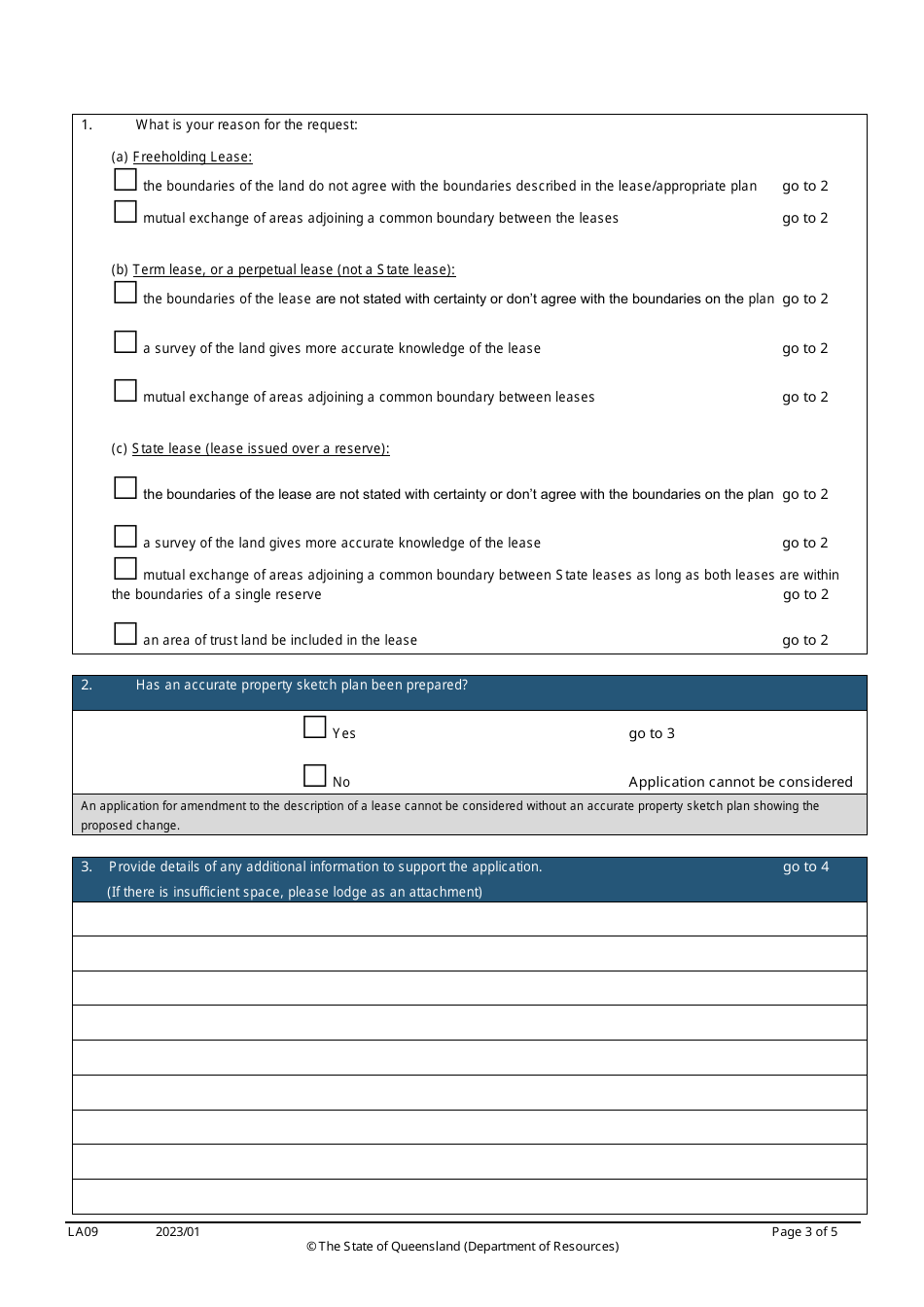 Form LA09 Part B Amendment to the Description of a Lease Application - Queensland, Australia, Page 3