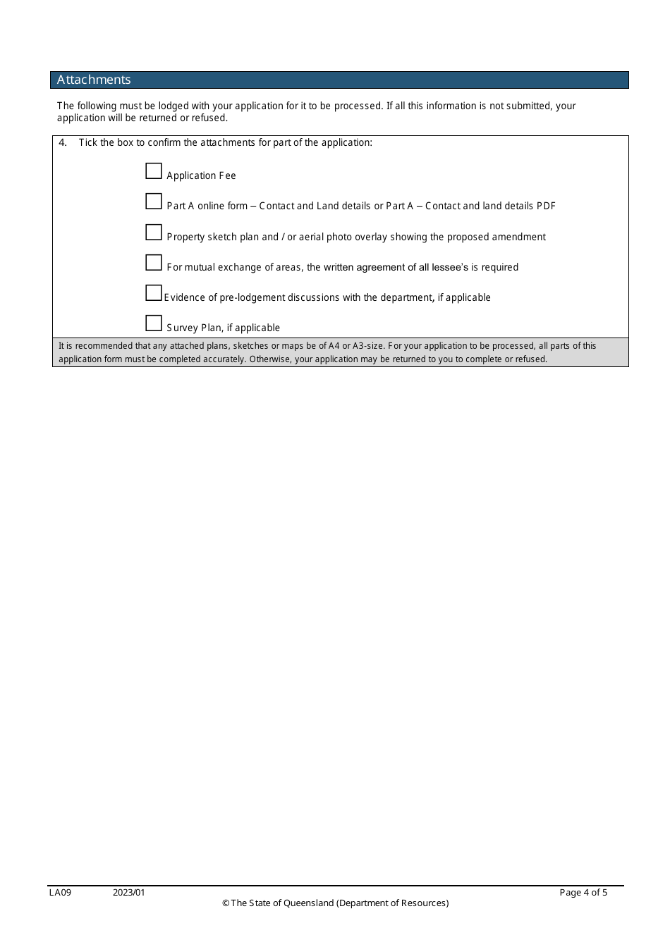Form LA09 Part B Amendment to the Description of a Lease Application - Queensland, Australia, Page 4