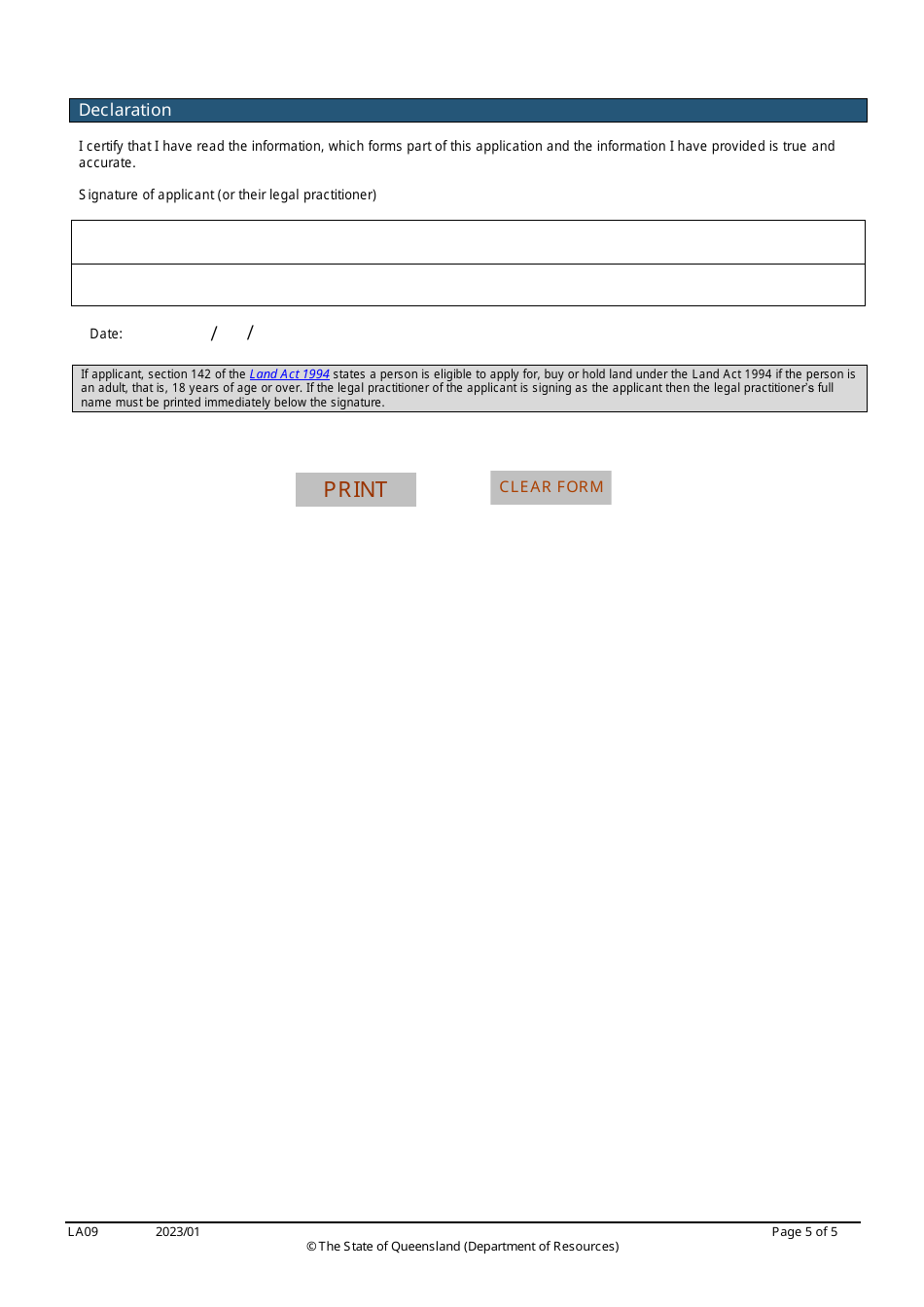Form LA09 Part B Amendment to the Description of a Lease Application - Queensland, Australia, Page 5