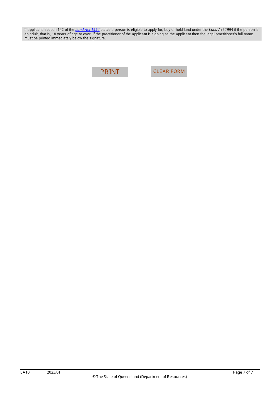 Form LA10 Part B Purchase or Lease State Land Application - Queensland, Australia, Page 7