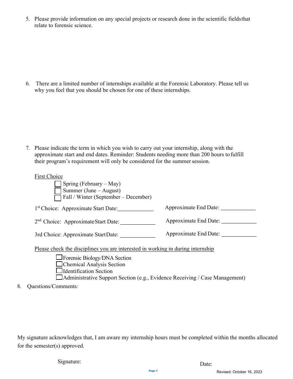 Despp Division of Scientific Services Co-op Internship Application - Connecticut, Page 7