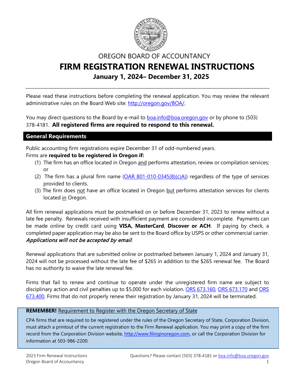 Download Instructions for Firm Registration Renewal PDF, 2025