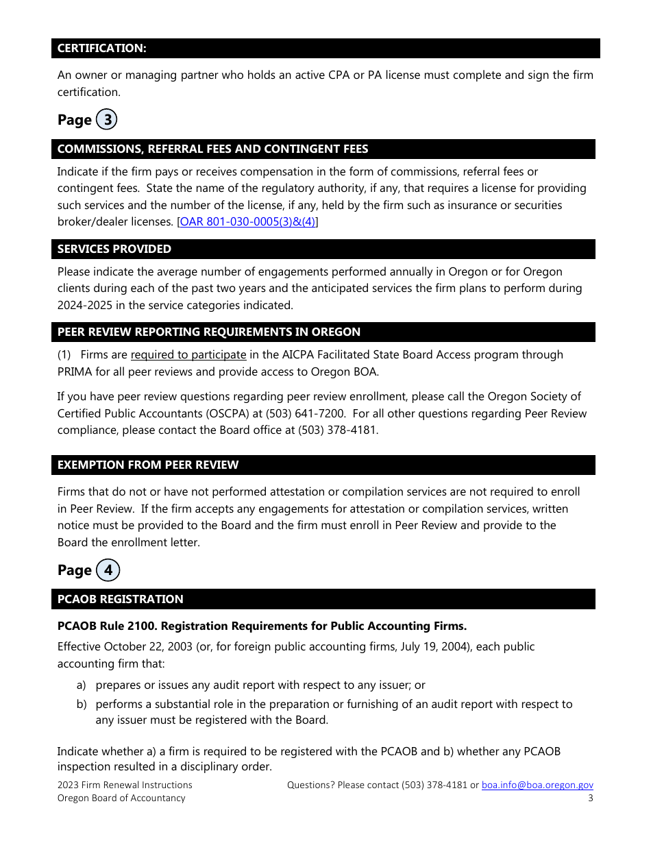 Instructions for Firm Registration Renewal - Oregon, Page 3