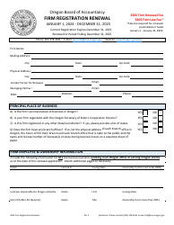 Document preview: Firm Registration Renewal - Oregon