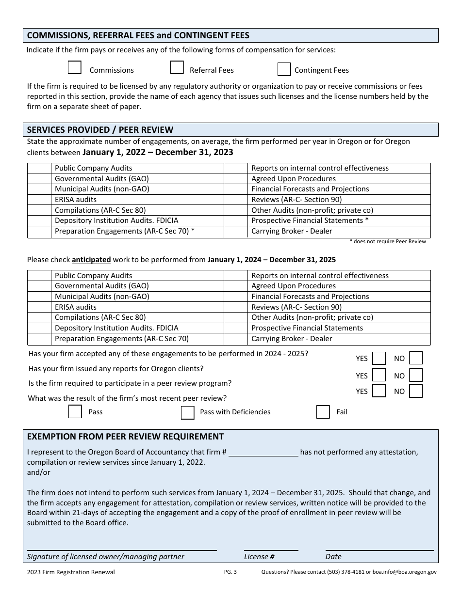 Firm Registration Renewal - Oregon, Page 3