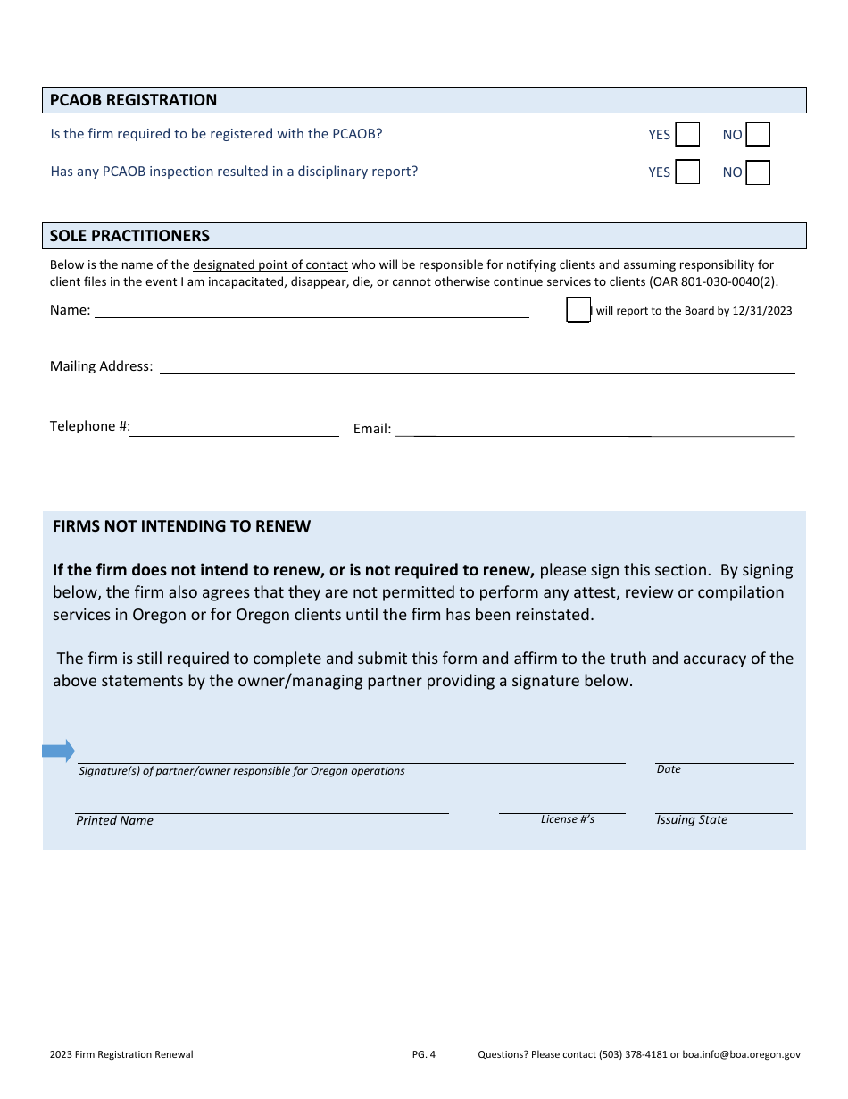 Firm Registration Renewal - Oregon, Page 4