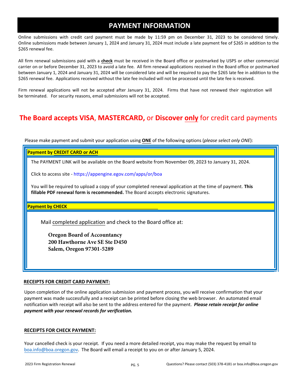 Firm Registration Renewal - Oregon, Page 5
