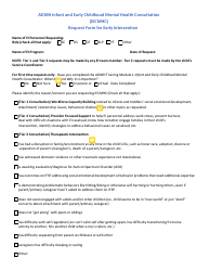 Document preview: Admh Infant and Early Childhood Mental Health Consultation (Iecmhc) Request Form for Early Intervention - Alabama