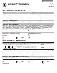 Document preview: Form TC-123 Application for Utah Duplicate Title - Utah