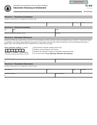 Document preview: Form TC-891 Odometer Disclosure Statement - Utah