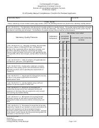 Form 6968 Ch 45 Quality Manual Completeness Checklist for Renewal Applicants - Virginia