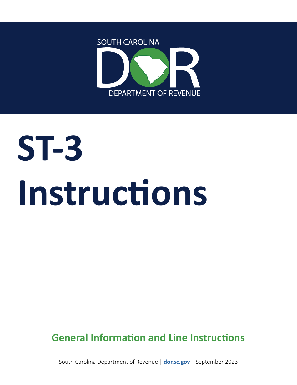 Instructions for Form ST-3 State Sales and Use Tax Return - South Carolina, Page 1