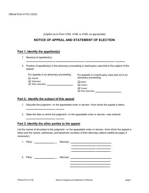 Official Form 417A  Printable Pdf