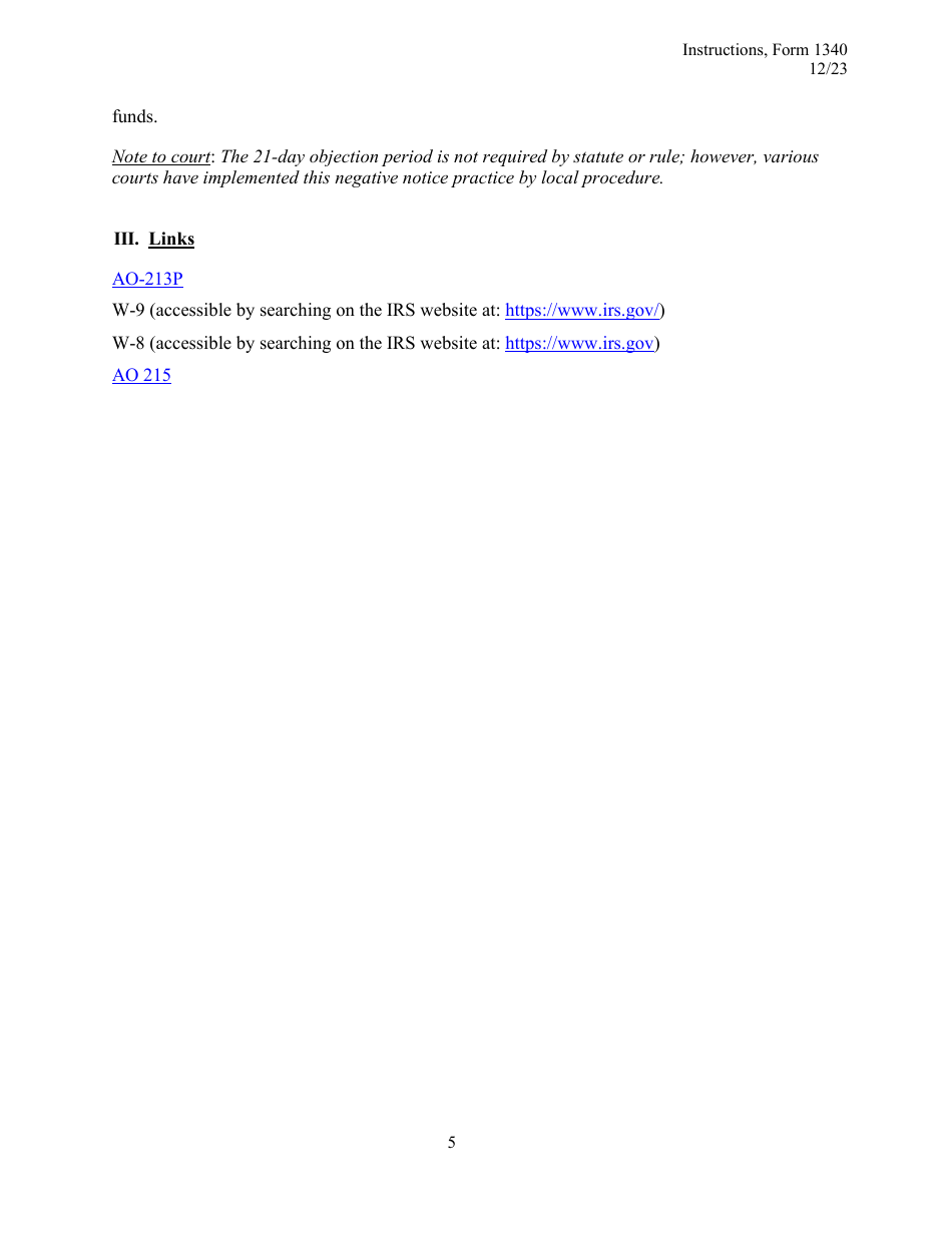 Instructions for Form 1340 Application for Payment of Unclaimed Funds, Page 5