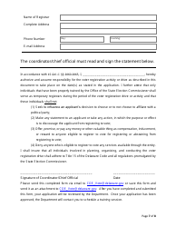 Application for the Organized Voter Registration Program - Delaware, Page 7