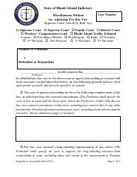Document preview: Form Supreme-6 Miscellaneous Petition for Admission Pro Hac Vice - Rhode Island