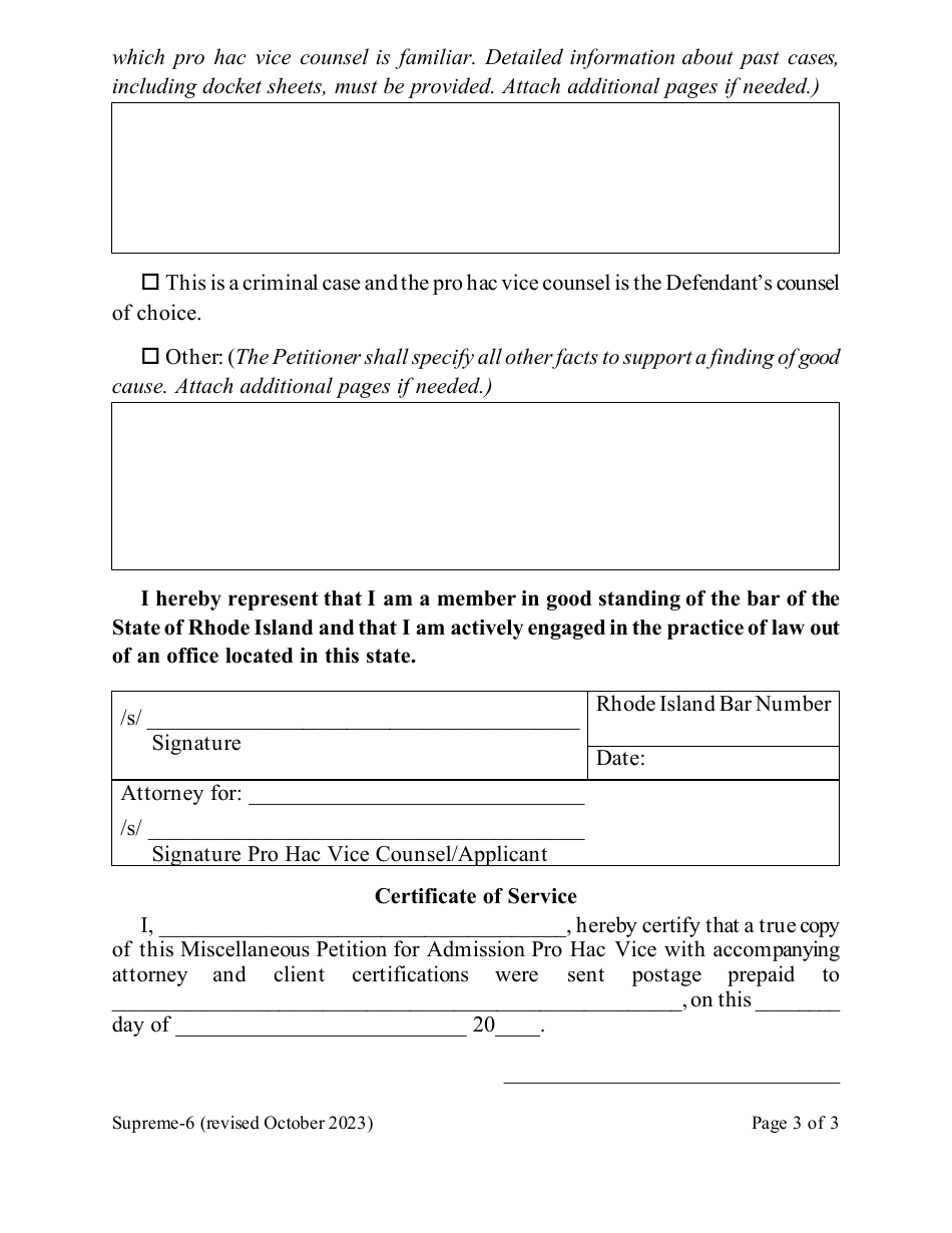 Form Supreme-6 - Fill Out, Sign Online and Download Fillable PDF, Rhode ...