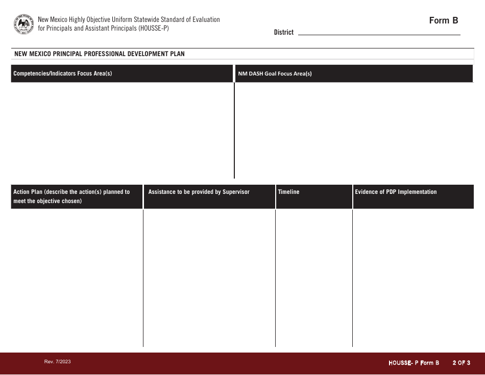 Form B Download Fillable PDF or Fill Online New Mexico Highly Objective
