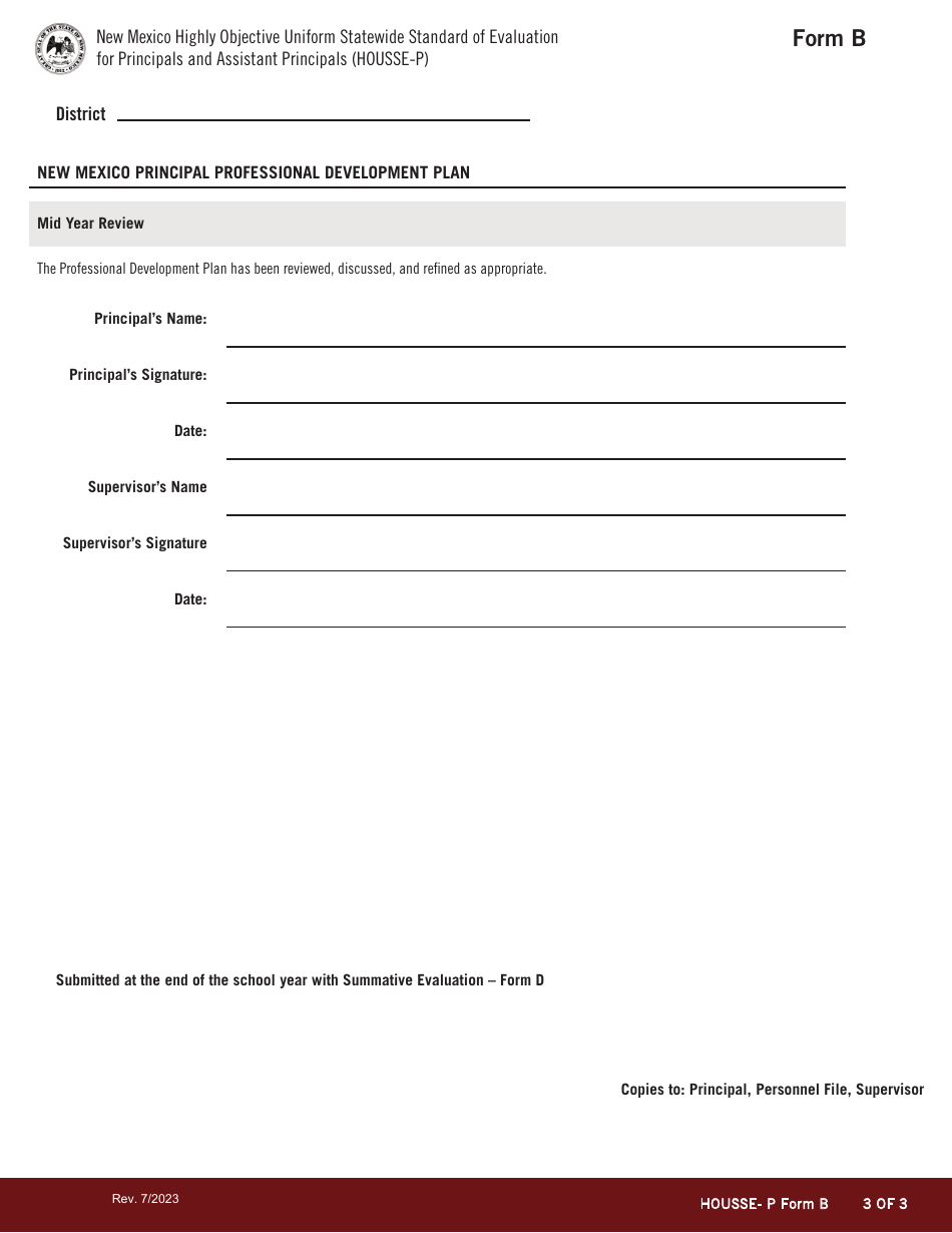 Form B New Mexico Highly Objective Uniform Statewide Standard of Evaluation for Principals and Assistant Principals (Housse-P) - New Mexico, Page 3