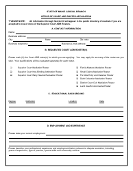 Document preview: Office of Court Adr Roster Application - Maine
