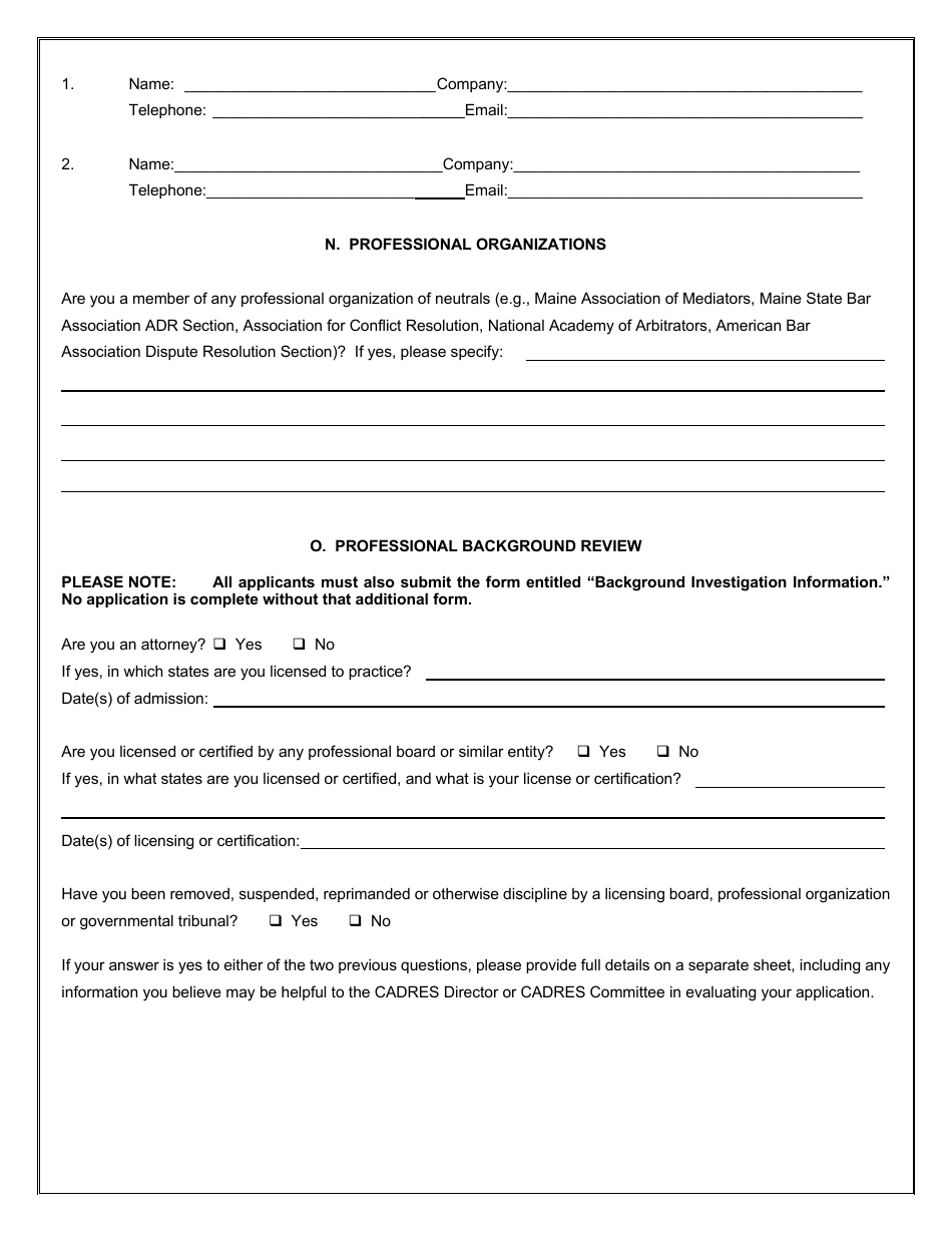 Office of Court Adr Roster Application - Maine, Page 6