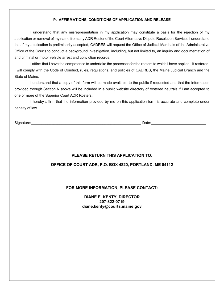 Office of Court Adr Roster Application - Maine, Page 7