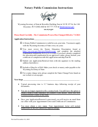 Document preview: Notary Public Commission Application/Renewal - Wyoming