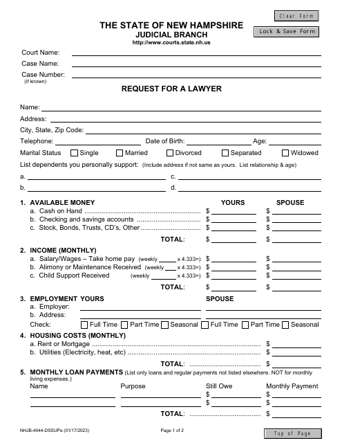 Form NHJB-4044-DSSUPE  Printable Pdf