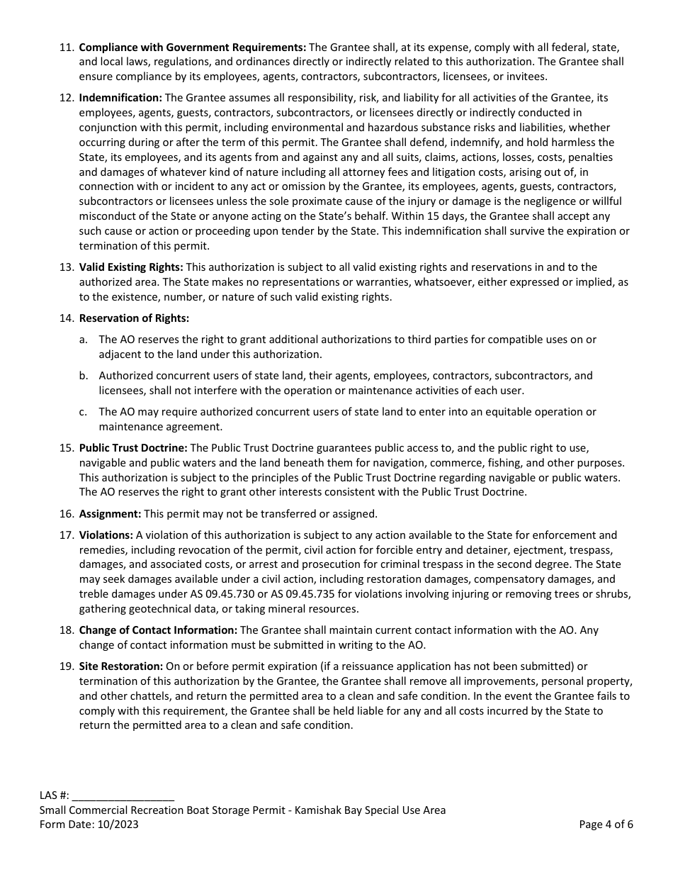 Small Boat Storage Permit With Commercial Fee - Kamishak Bay Commercial Use Area - Alaska, Page 4