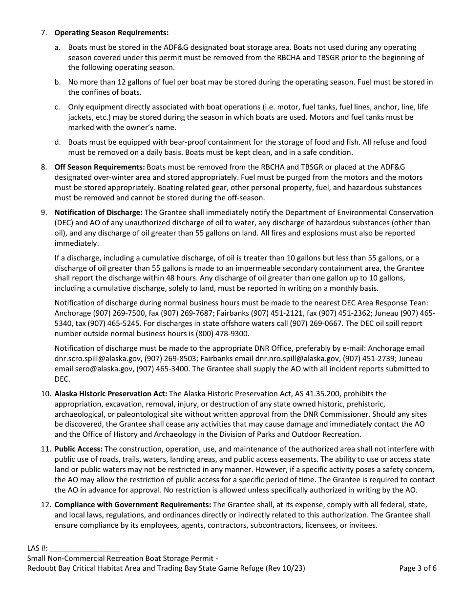 Small Boat Storage Permit With Non-commercial Fee - Redoubt Bay Critical Habitat Area and Trading Bay State Game Refuge - Alaska, Page 3