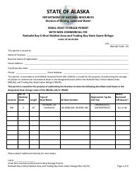 Document preview: Small Boat Storage Permit With Non-commercial Fee - Redoubt Bay Critical Habitat Area and Trading Bay State Game Refuge - Alaska