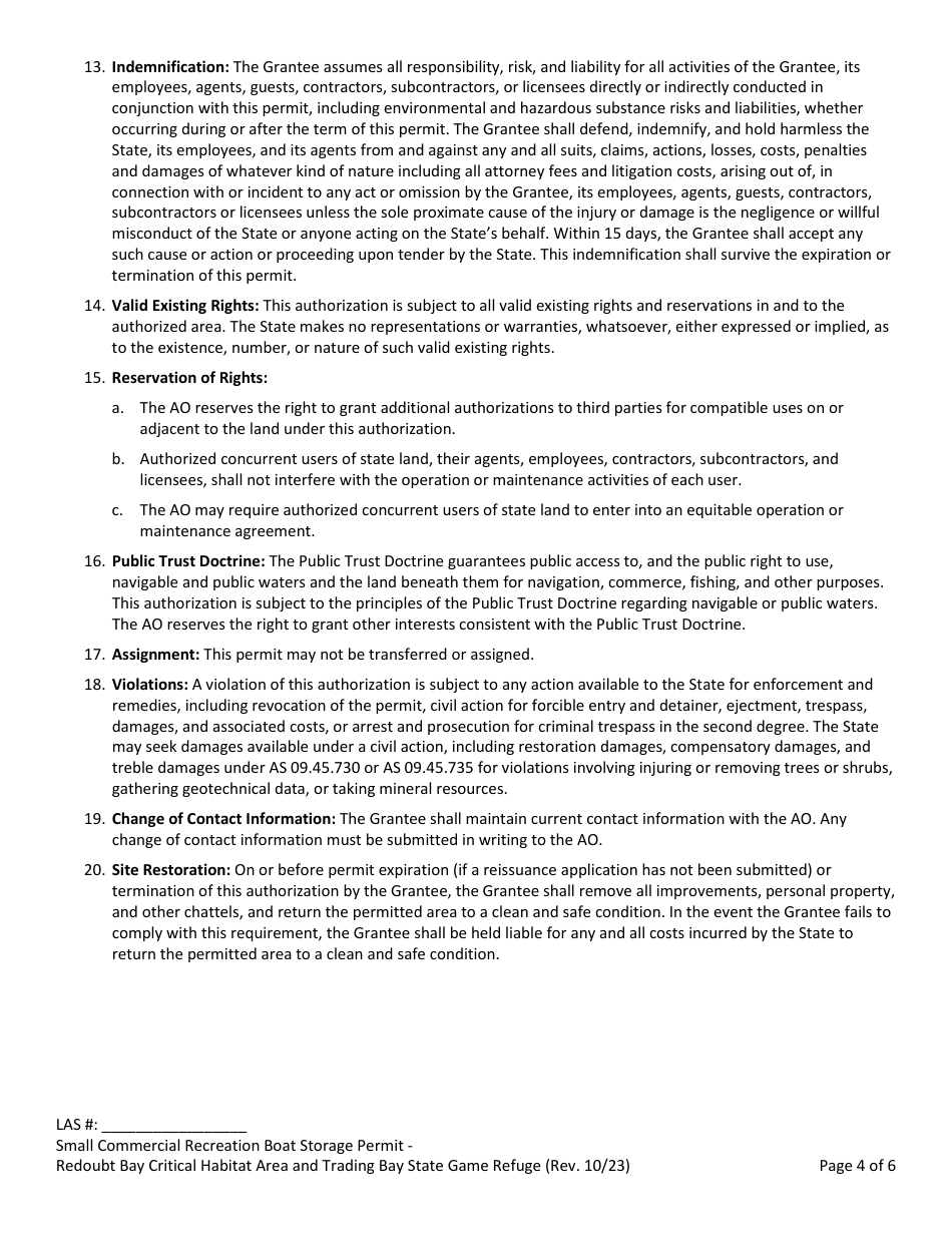 Small Boat Storage Permit With Commercial Fee - Redoubt Bay Critical Habitat Area and Trading Bay State Game Refuge - Alaska, Page 4