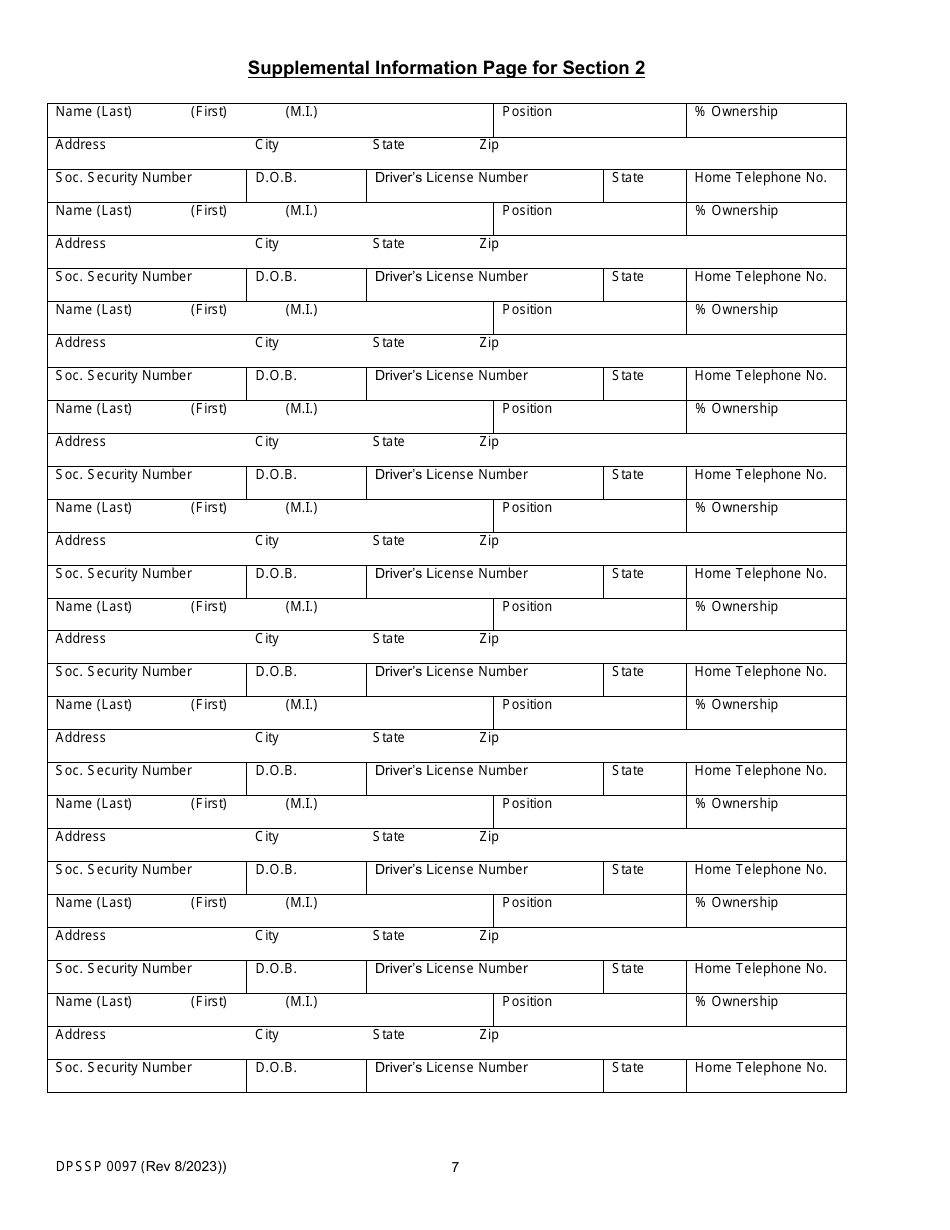 Form DPSSP0097 Corporate Certification Renewal Application - Louisiana, Page 11
