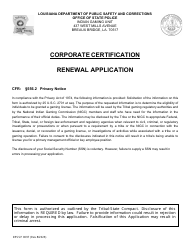 Form DPSSP0097 Corporate Certification Renewal Application - Louisiana