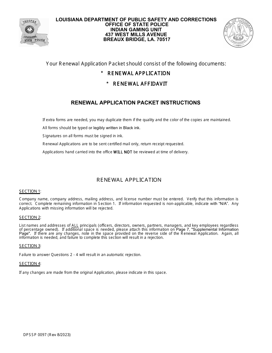 Form DPSSP0097 Corporate Certification Renewal Application - Louisiana, Page 3