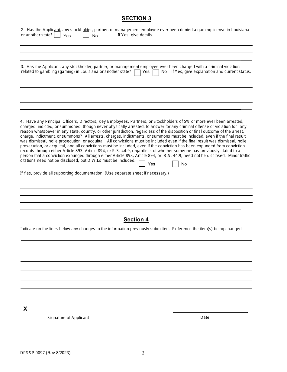 Form DPSSP0097 Corporate Certification Renewal Application - Louisiana, Page 6