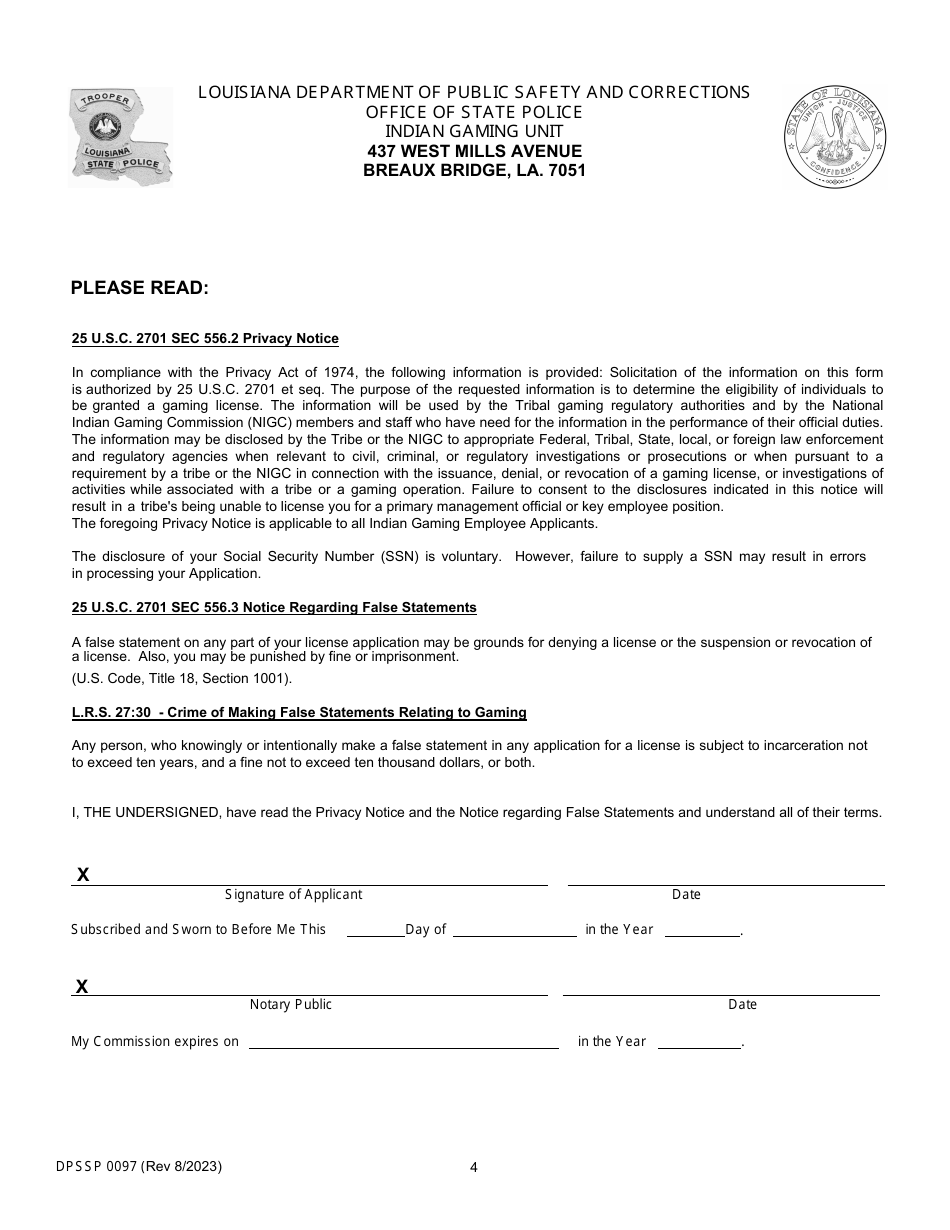 Form DPSSP0097 Corporate Certification Renewal Application - Louisiana, Page 8