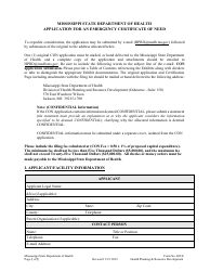 Form 808 E Application for an Emergency Certificate of Need - Mississippi
