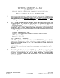 Form 824 E Application for Con Cost Overrun Con Amendment and/or Additional Capital Expenditure - Mississippi