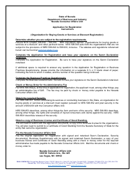 Document preview: Application for Registration - Organization for Buying Goods and Services at a Discount - Nevada