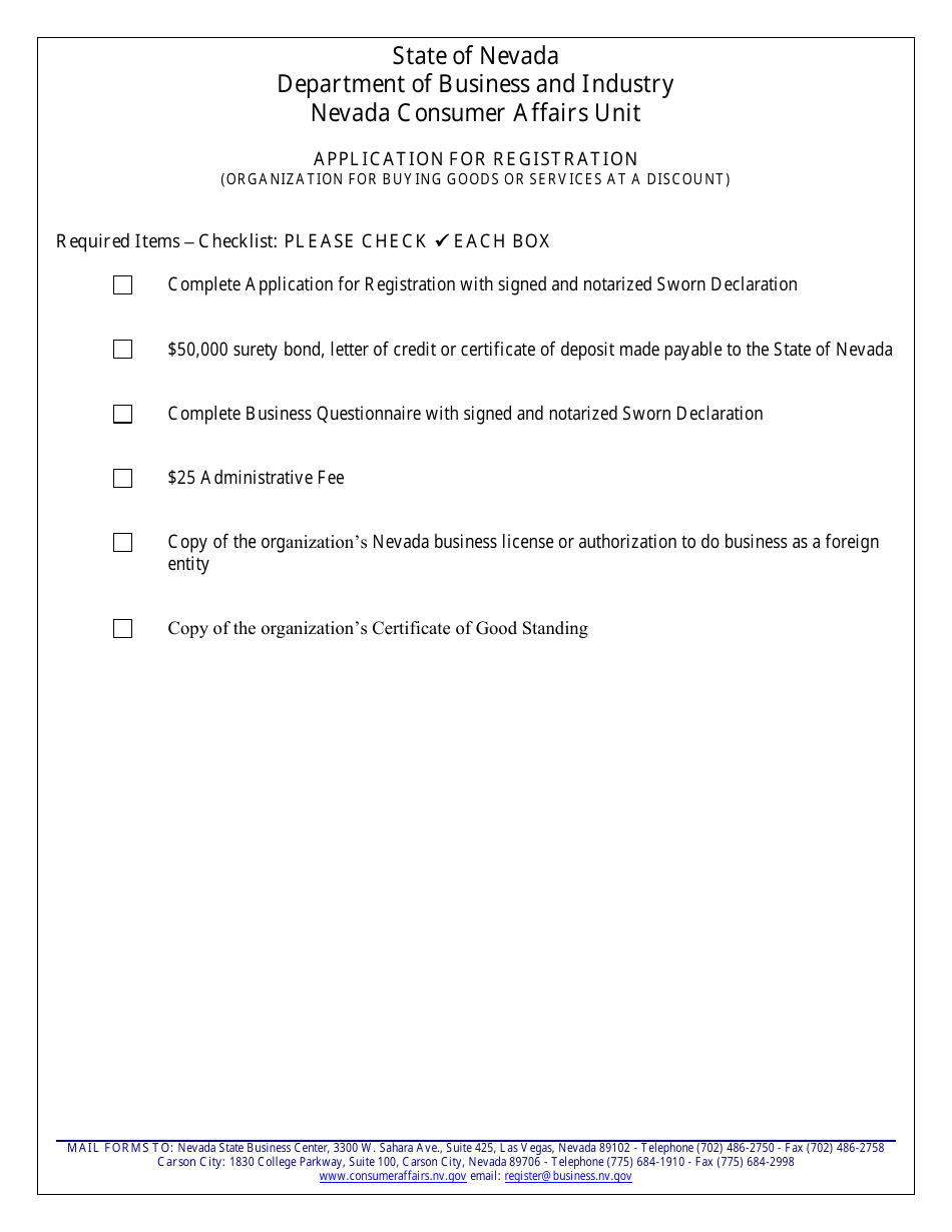 Application for Registration - Organization for Buying Goods and Services at a Discount - Nevada, Page 10