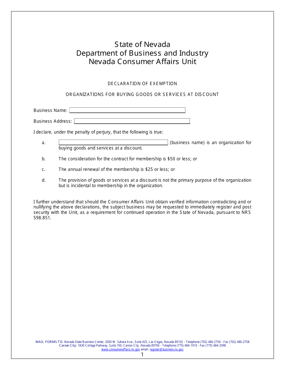 Application for Registration - Organization for Buying Goods and Services at a Discount - Nevada, Page 11
