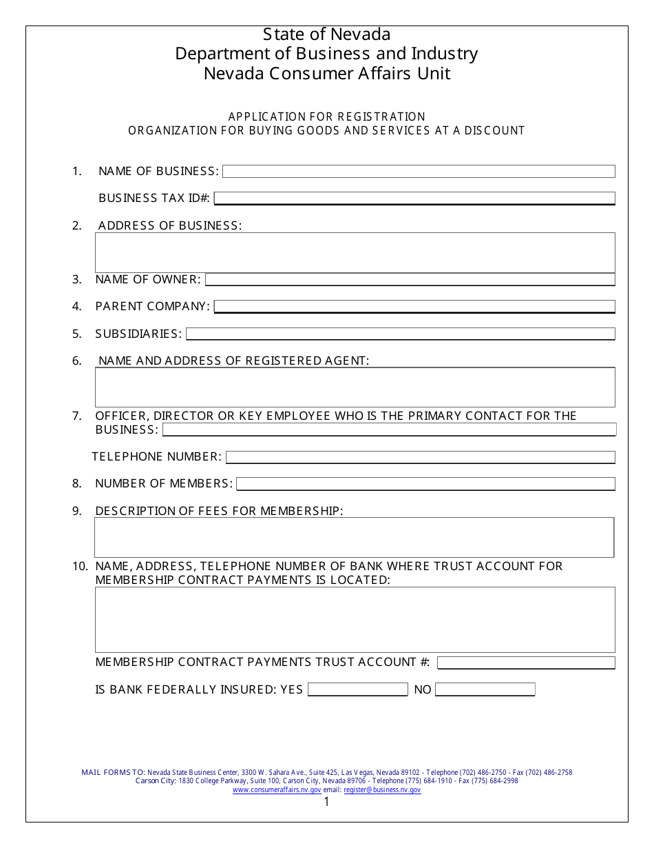 Application for Registration - Organization for Buying Goods and Services at a Discount - Nevada, Page 2