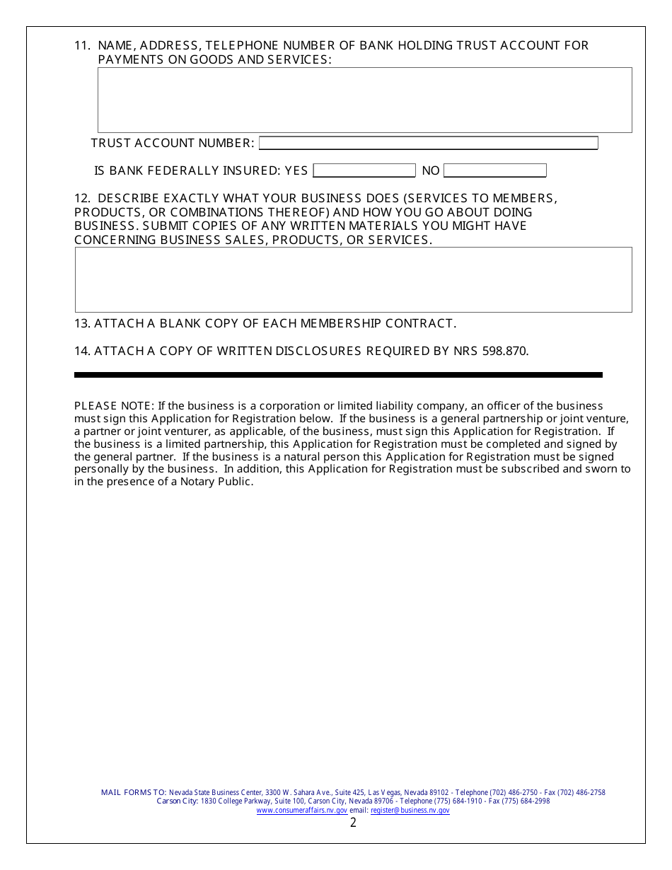 Application for Registration - Organization for Buying Goods and Services at a Discount - Nevada, Page 3