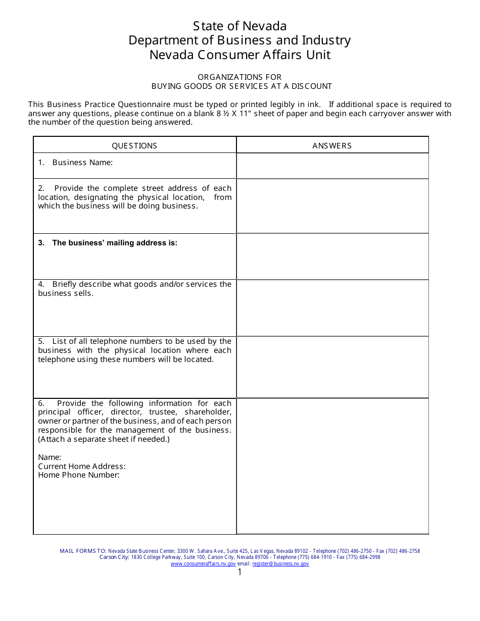 Application for Registration - Organization for Buying Goods and Services at a Discount - Nevada, Page 5