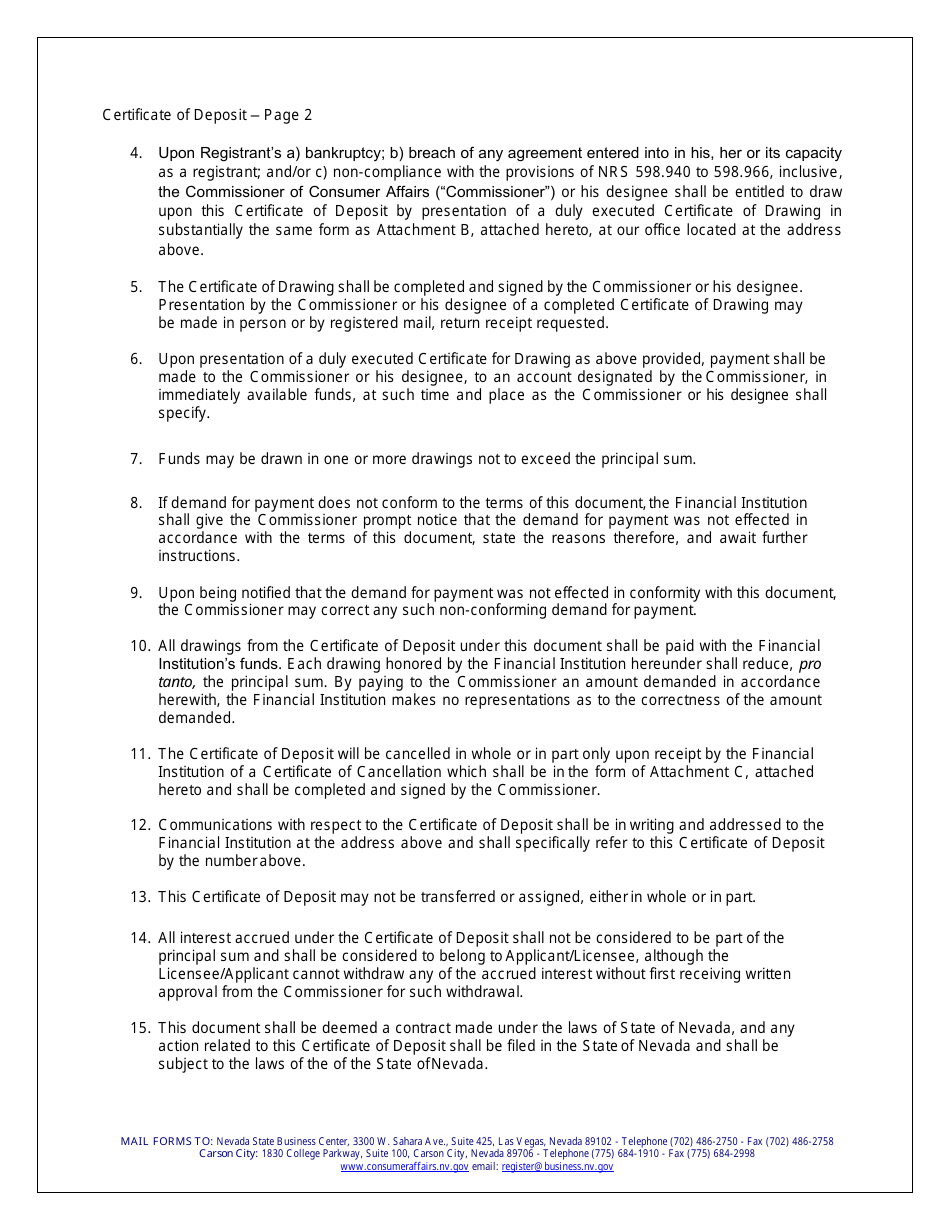 Application for Registration - Health Clubs - Nevada, Page 14