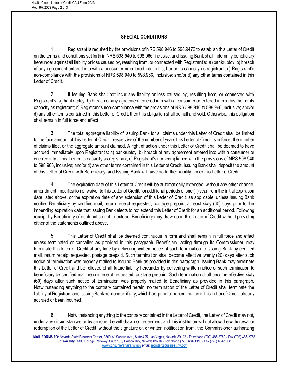 Application for Registration - Health Clubs - Nevada, Page 20