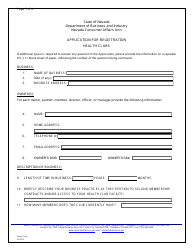 Application for Registration - Health Clubs - Nevada, Page 2
