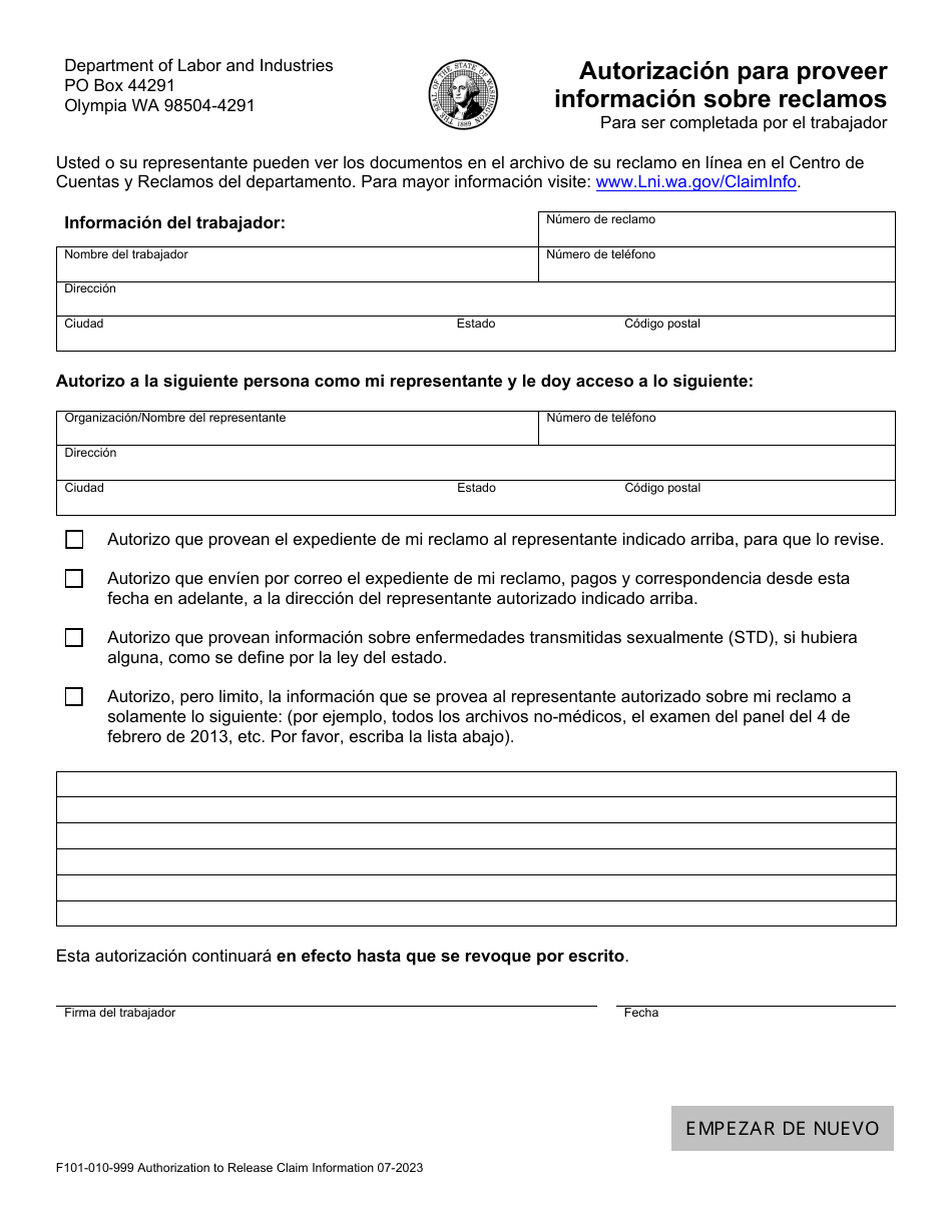 Formulario F101-010-999 - Fill Out, Sign Online and Download Fillable ...